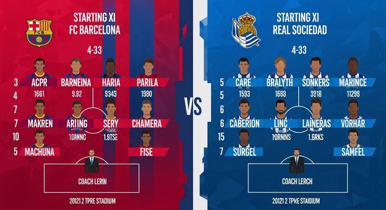 FC Barcelona vs Real Sociedad Lineups