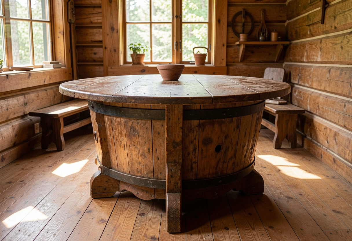 Barrel table with legs